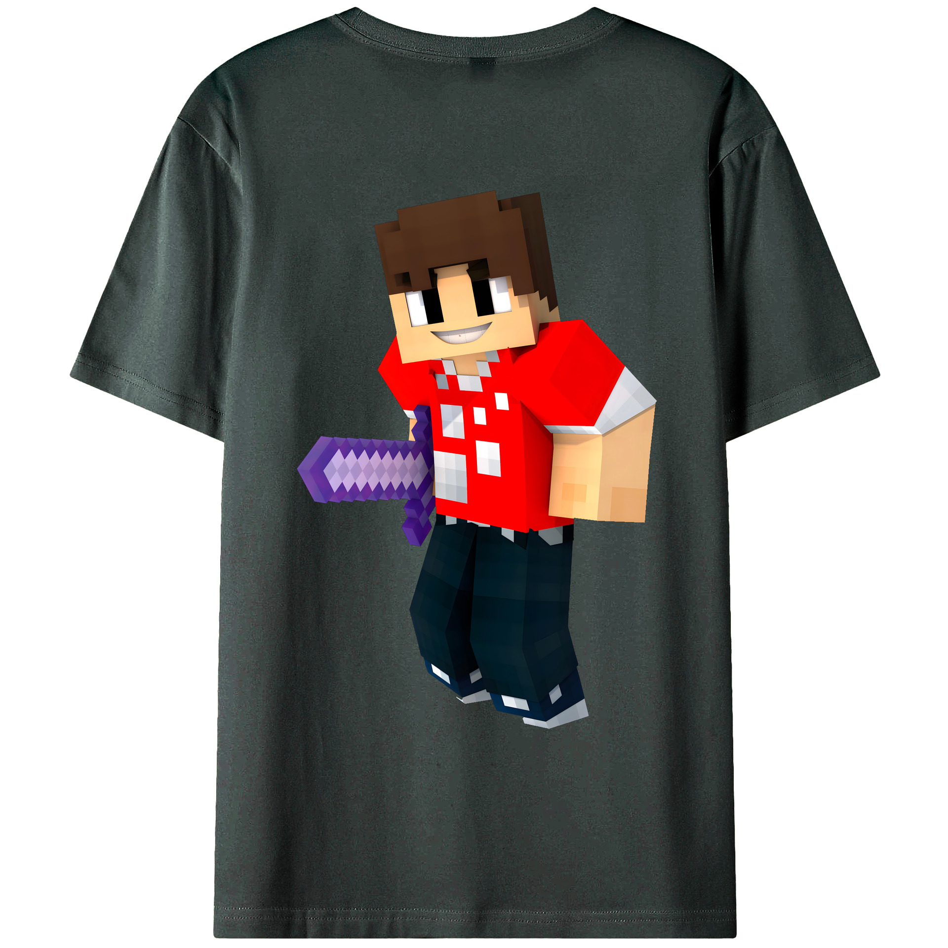 （画像用） マインクラフト ブロックの世界 Minecraft MC Block world 綿100％ メンズ半袖Tシャツ（バックプリント） 通気性
